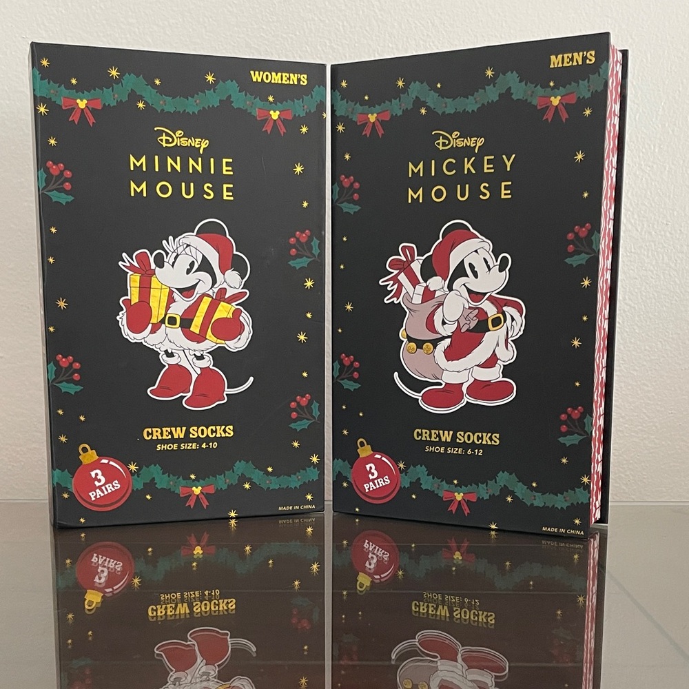 Disney Holiday Mickey and Minnie Crew Socks - Red and Black